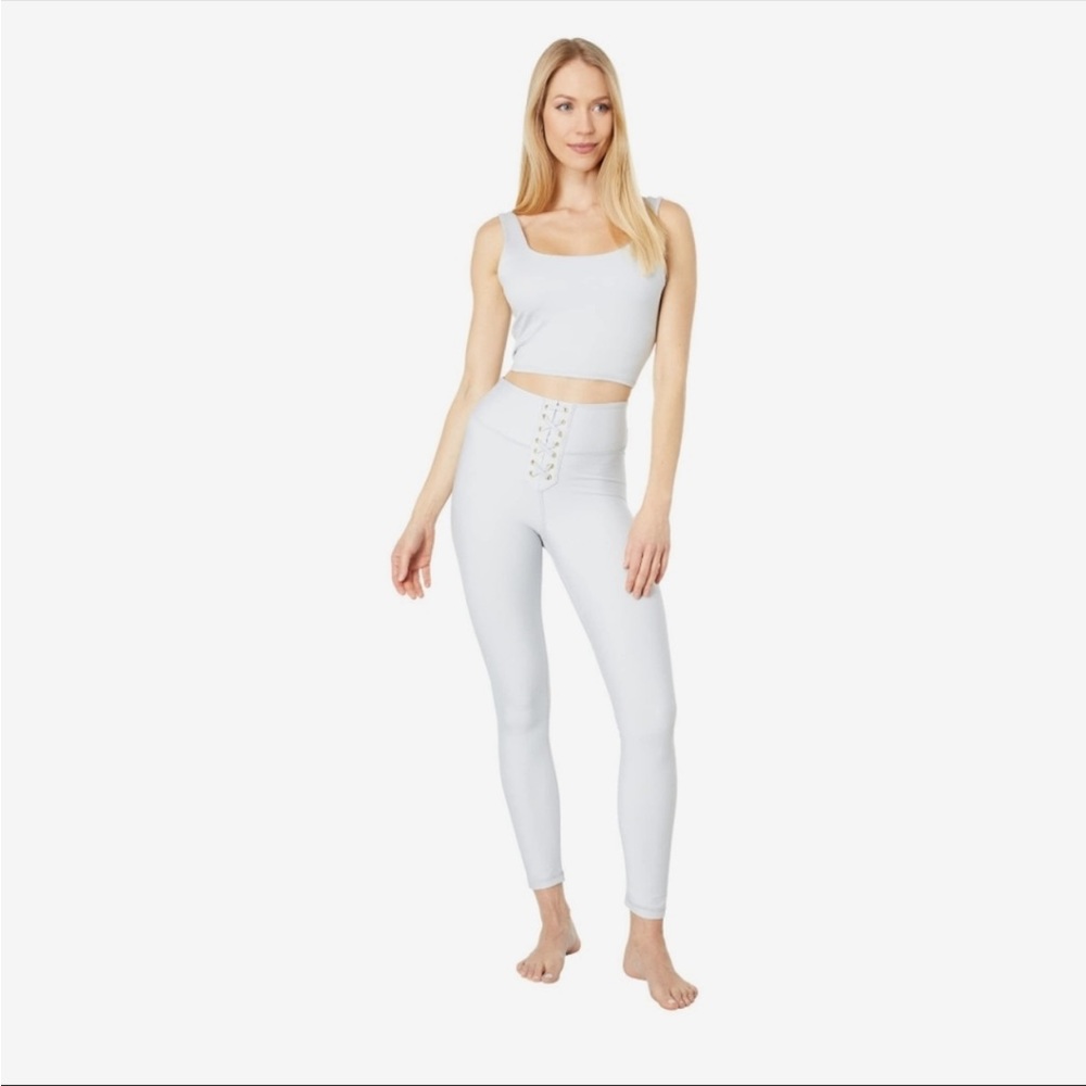 NWT WeWoreWhat x Revolve Lace Up Light Grey Athletic Workout Running Leggings L